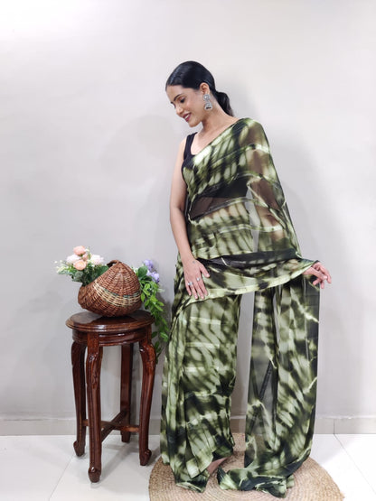 Green Printed Ready-to-Wear Saree 174