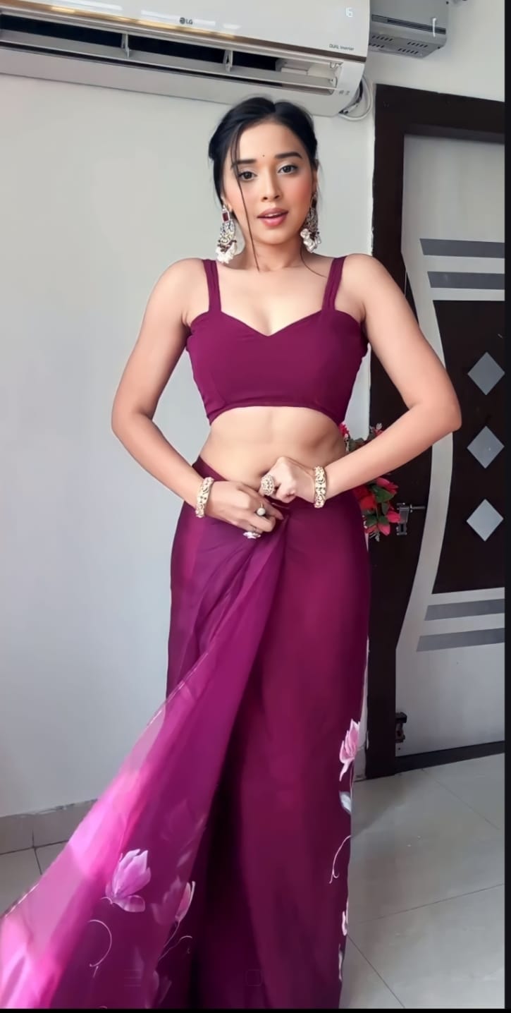 Wine floral Printed Ready-to-Wear Saree 177