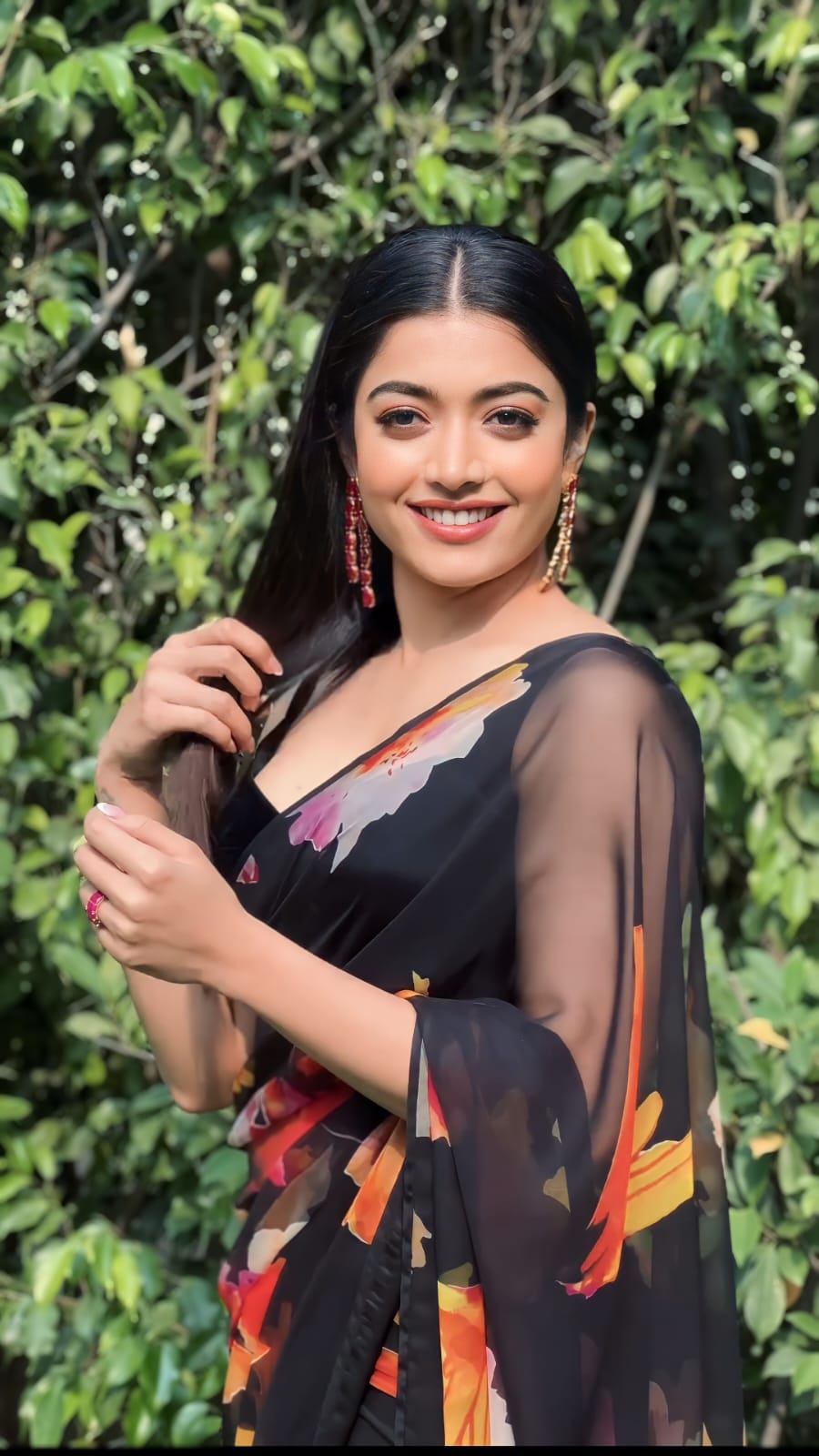 Black floral Printed Ready-to-Wear Saree 203