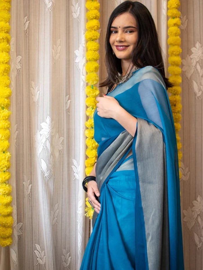 Blue elegant finish Ready-to-Wear Saree 207