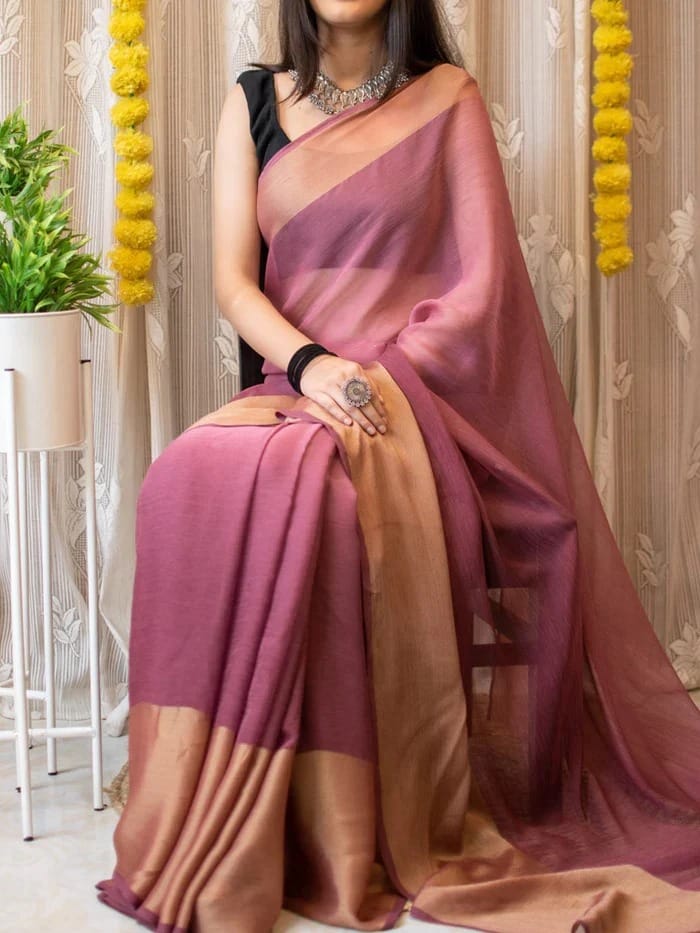 Organza blend with a matte, elegant finish Ready-to-Wear Saree 207