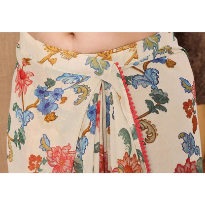 Beige floral Printed Ready-to-Wear Saree 211