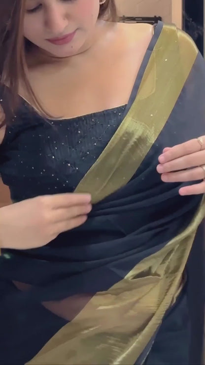 Black finish Ready-to-Wear Saree 207